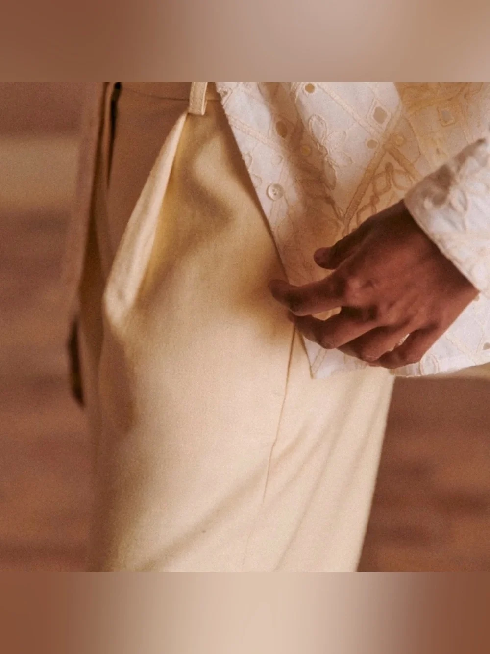 Sezane Cyprien Straight Pants In Cream Size 40